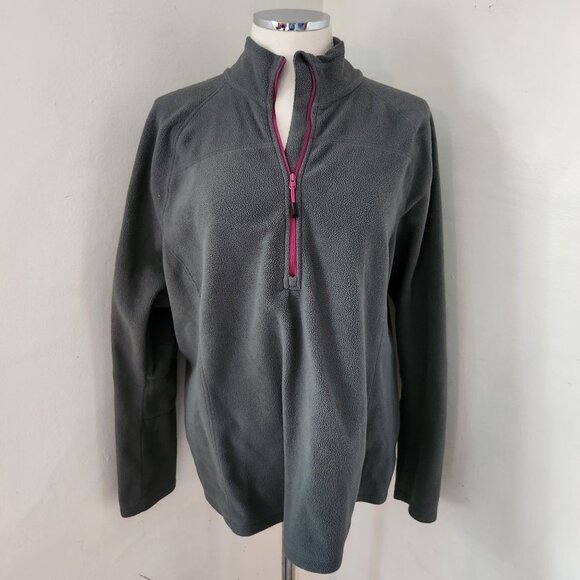 Eddie Bauer Tops - Women's Gray Fleece Pullover with Pink Zipper